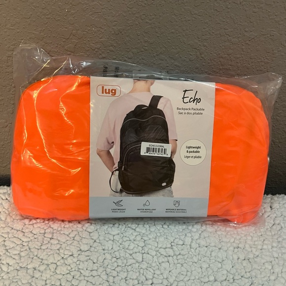 LUG ECHO 2 Packable Backpack-Coral Brand New in Package (regularly $65) UNISEX🧡 - Picture 7 of 8